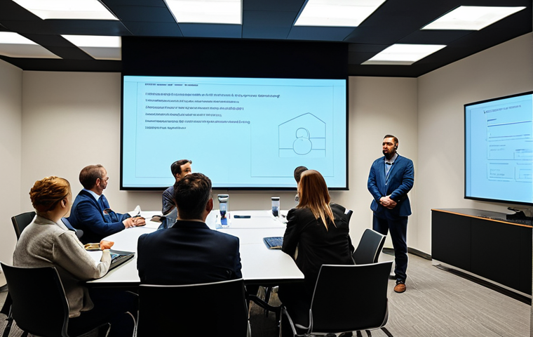 **
"A diverse group of people attentively listening to a cybersecurity expert giving a presentation about mobile phone safety, fully clothed, professional setting, a conference room with a projector screen displaying security tips, safe for work, appropriate content, perfect anatomy, natural proportions, professional, modest, family-friendly."
**