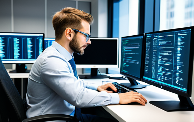 **

"A professional cybersecurity analyst, fully clothed in business casual attire, working at a clean desk with multiple monitors displaying code. The office environment is modern and brightly lit. Focus on the analyst's focused expression. Safe for work, appropriate content, perfect anatomy, well-formed hands, professional."

**