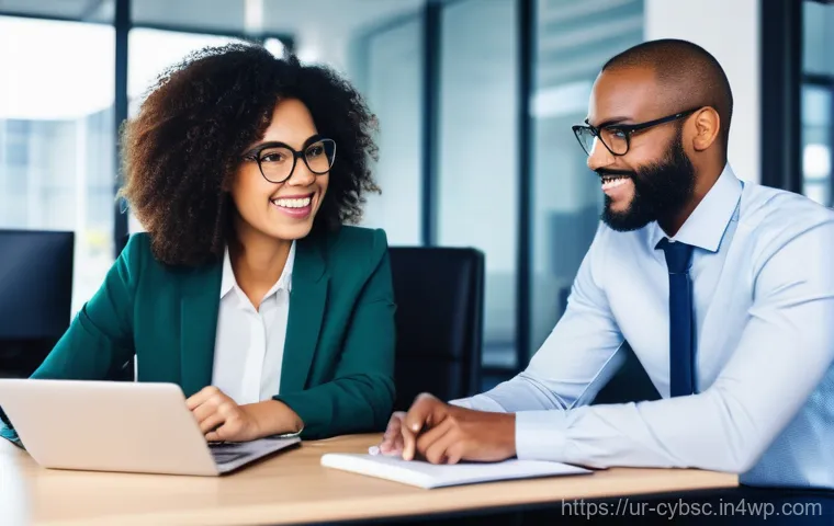 사이버 보안 인식 프로그램에 대한 직원 반응 조사 - **Prompt 2: The Interactive Cybersecurity Workshop**
    "A vibrant, dynamic photograph showing a di...