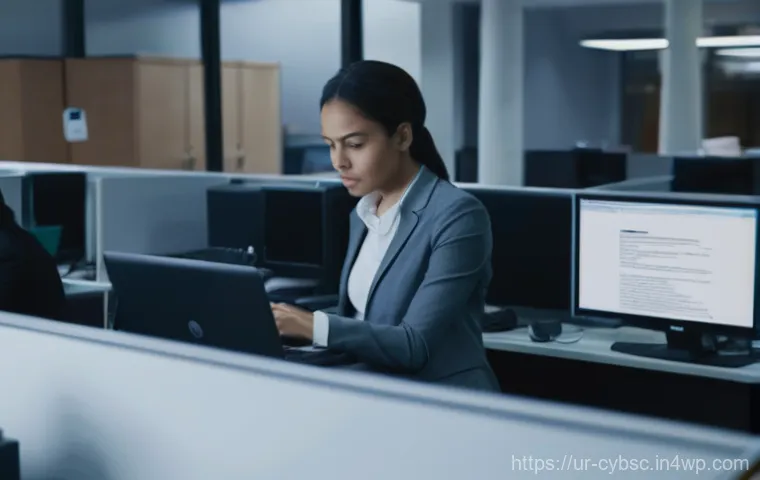 직원 사이버 보안 인식 수준 평가 방법 - **Prompt 1: The Subtle Threat in the Office**
    "A candid wide shot of a bustling, modern office e...