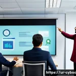 사이버 보안 인식 프로그램을 위한 KPI 설정 방법 - **Prompt:** A diverse group of Pakistani office professionals (men and women of varying ages, some w...