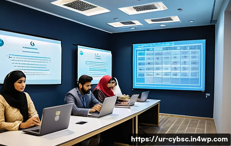 고용주가 알아야 할 사이버 보안 인식 교육 법률 - A modern corporate training room in Pakistan with diverse adult employees attentively participating ...