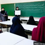 Home 18 사이버 보안 인식 캠페인의 성공 요소 분석 - A modern classroom setting in a Pakistani school featuring a diverse group of students aged 12-16 at...
